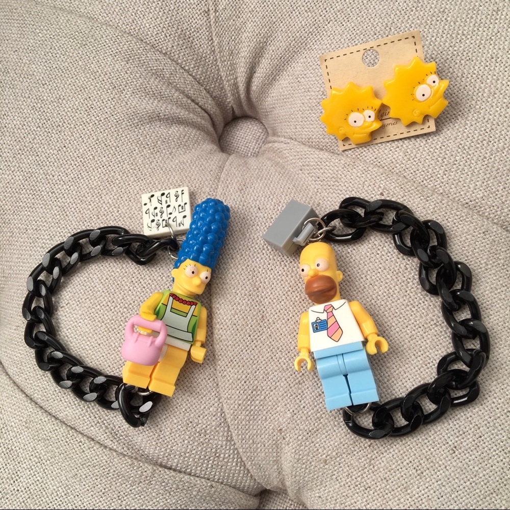 💛 New Simpson Family Bracelets Earrings Set Rare Lego
